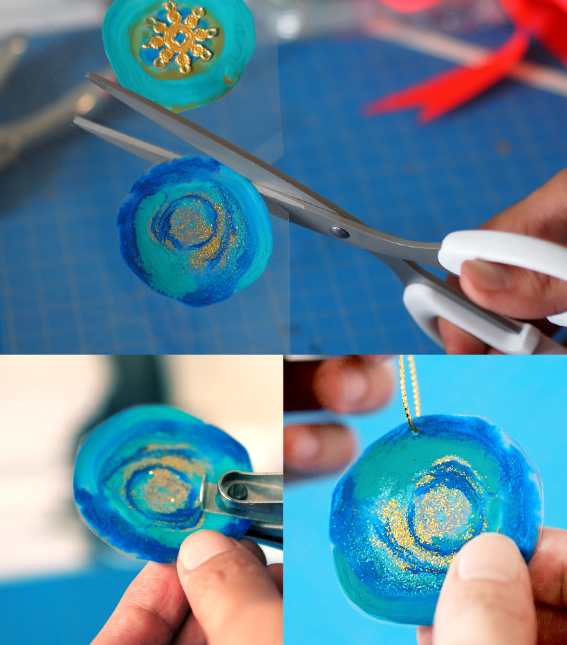 DIY painted disc ornaments via happymundane.com