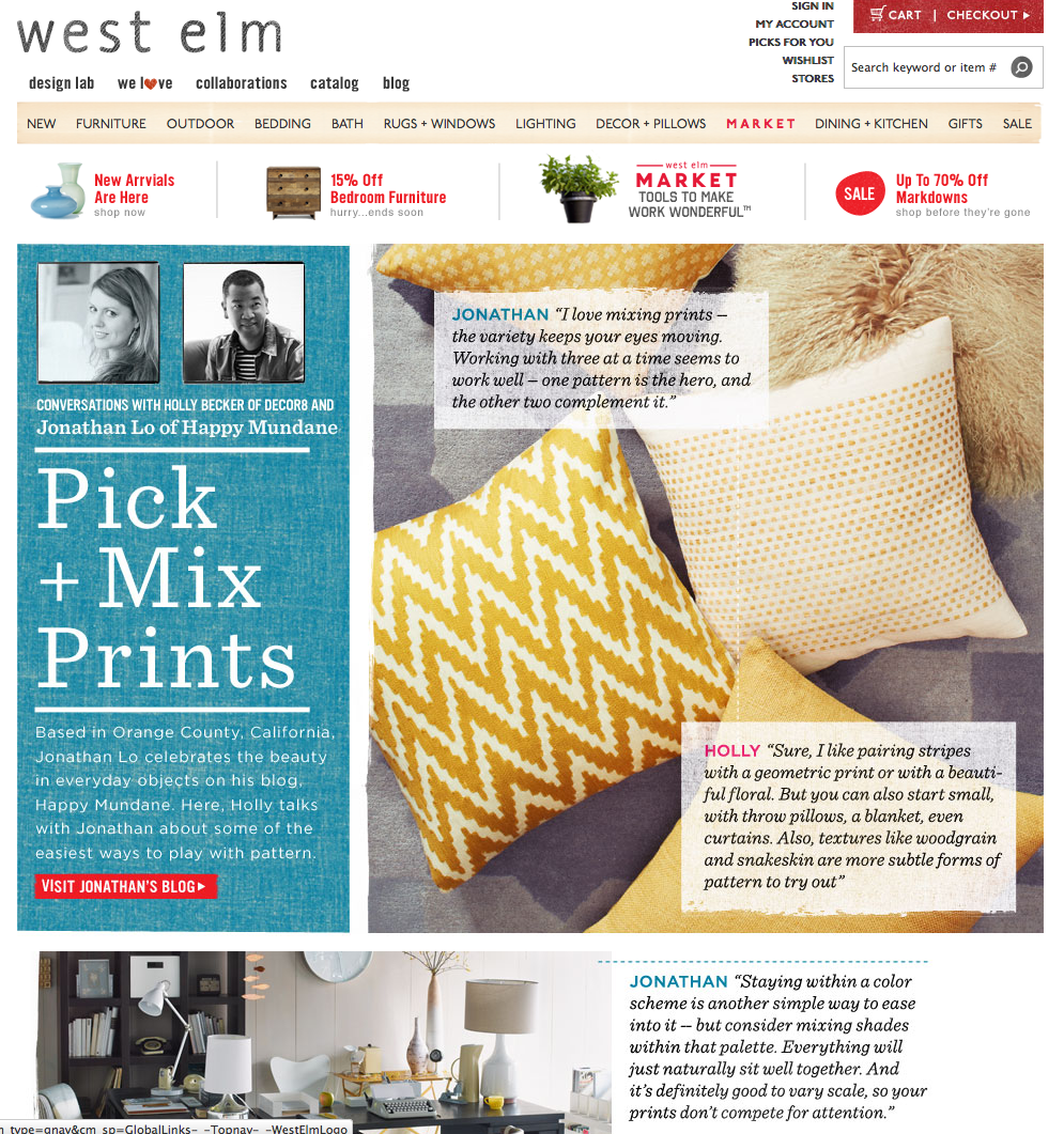 West Elm international bloggers series April 2013 feat. Happymundane.com