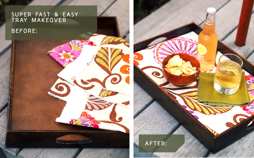 super fast & easy tray makeover with HGTV HOME fabrics via happymundane.com