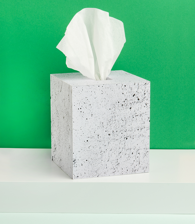 DIY faux concrete tissue box cover via happymundane.com
