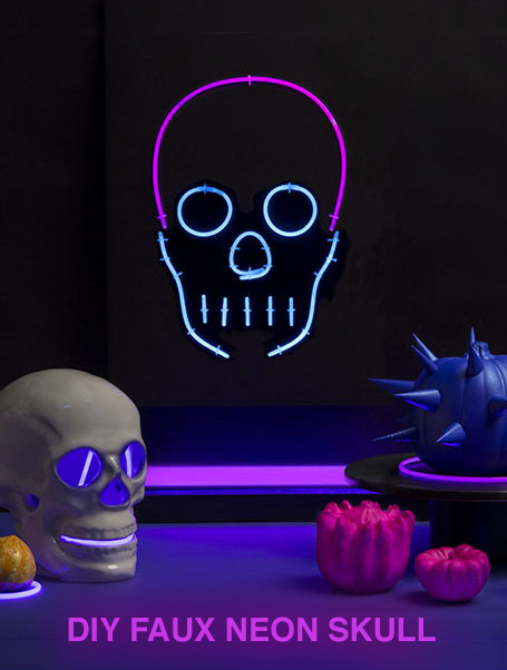 DIY faux neon skull via happymundane.com