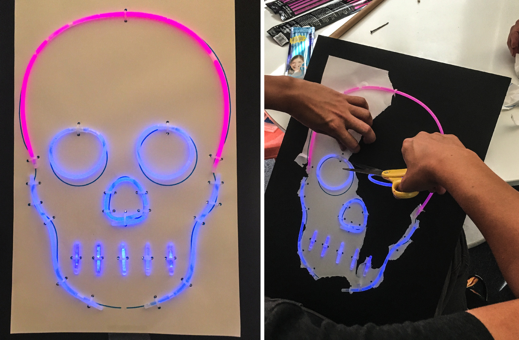 DIY faux neon skull via happymundane.com