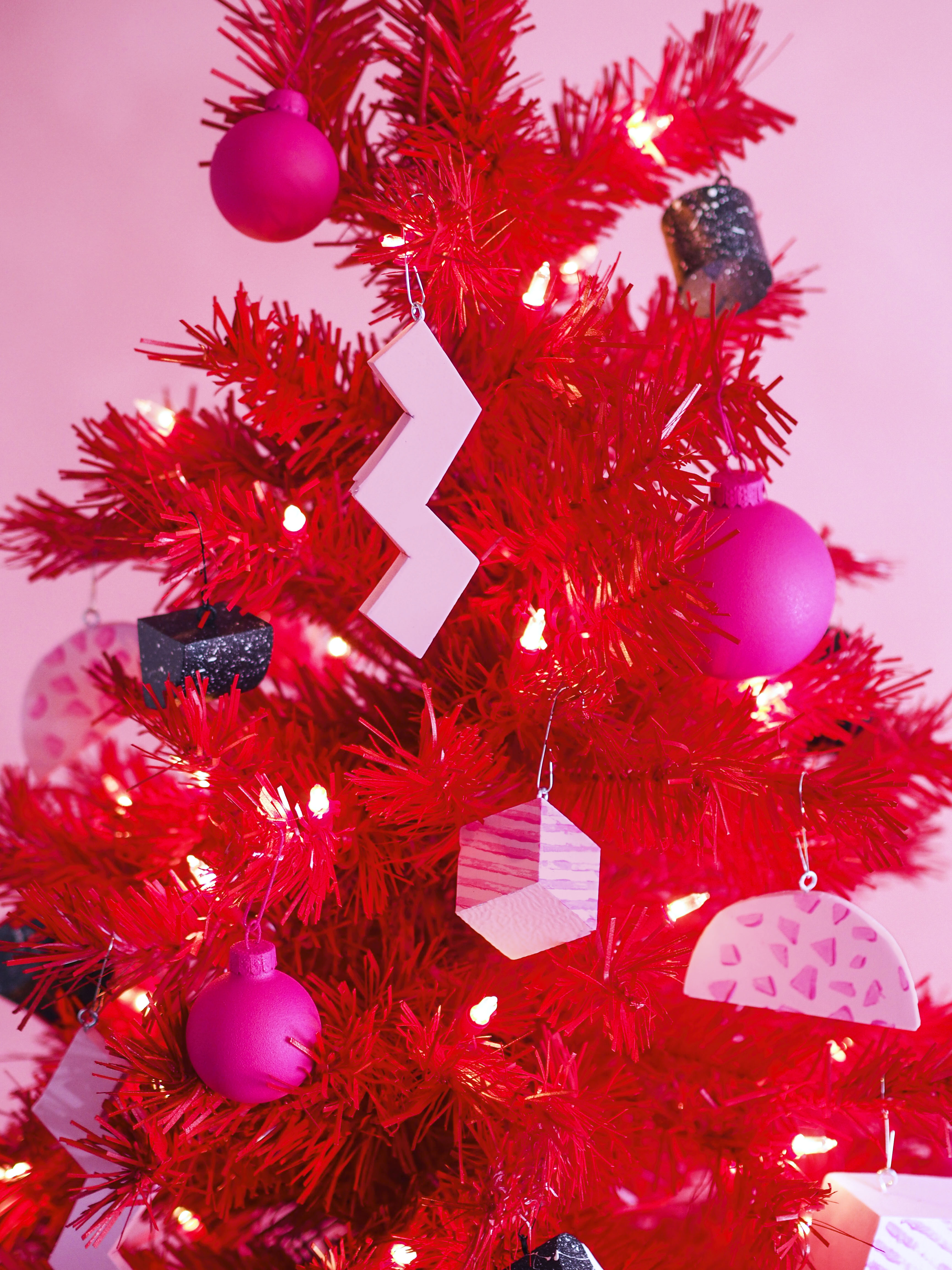 Happy Mundane Holidays 2018 Red and Pink Post Modern Inspired tree